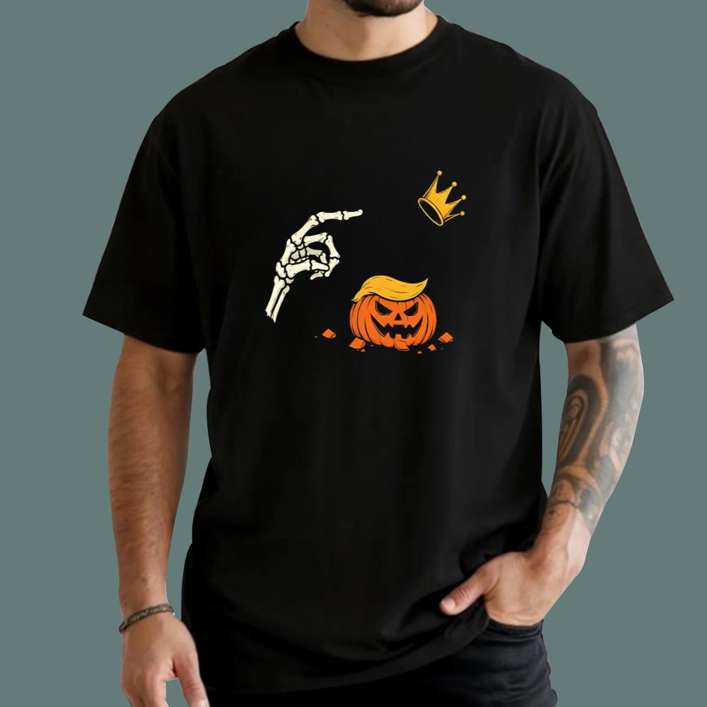 Trump Pumpkin Skeleton No King T-Shirt