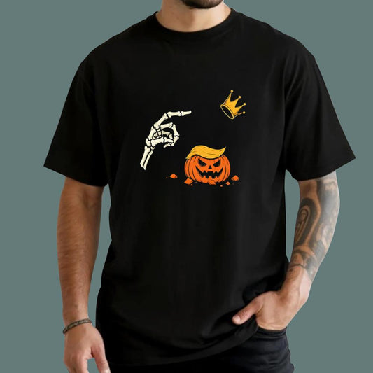 Trump Pumpkin Skeleton No King T-Shirt
