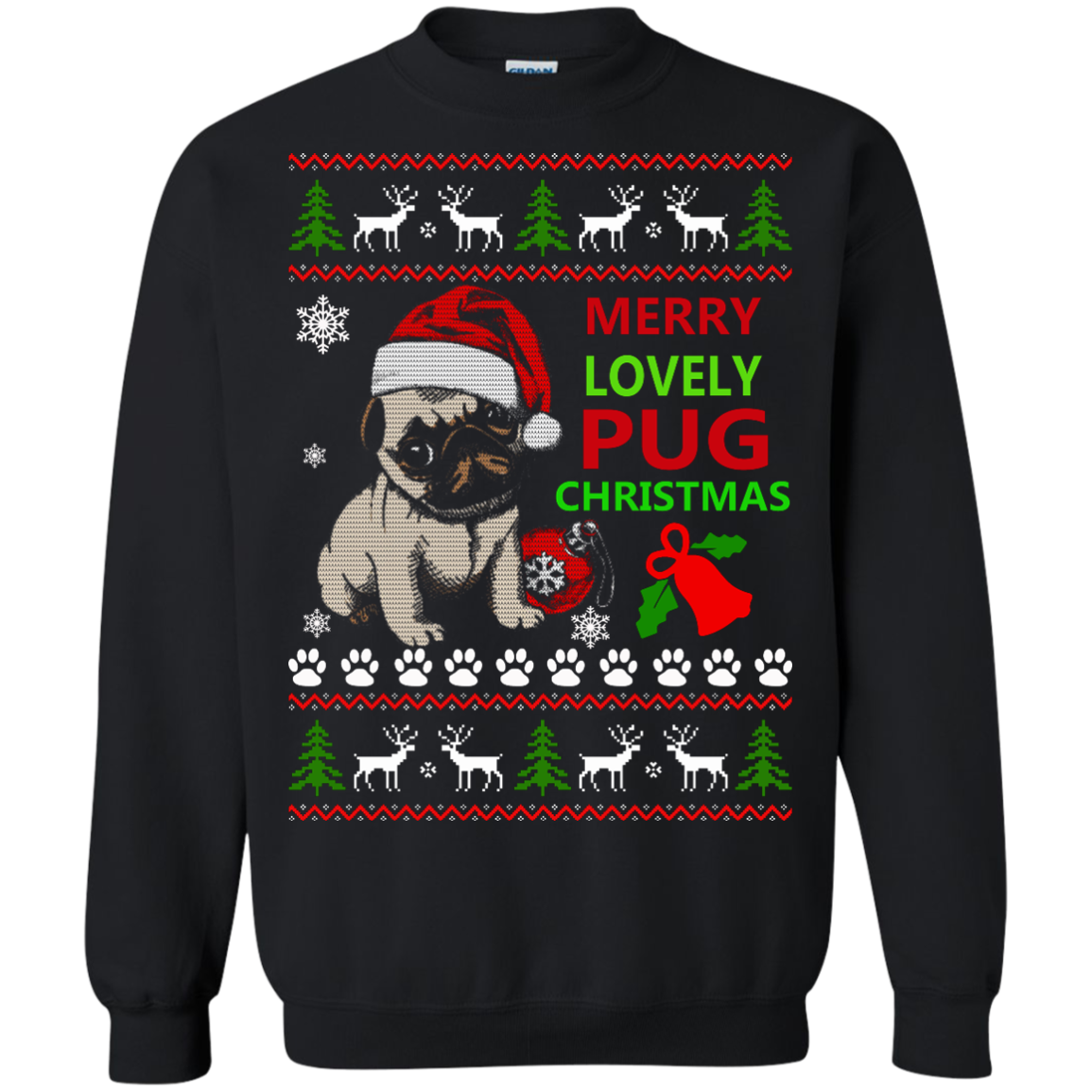 Merry Lovely Pug Christmas Sweater. Hoodie - TeeDragons