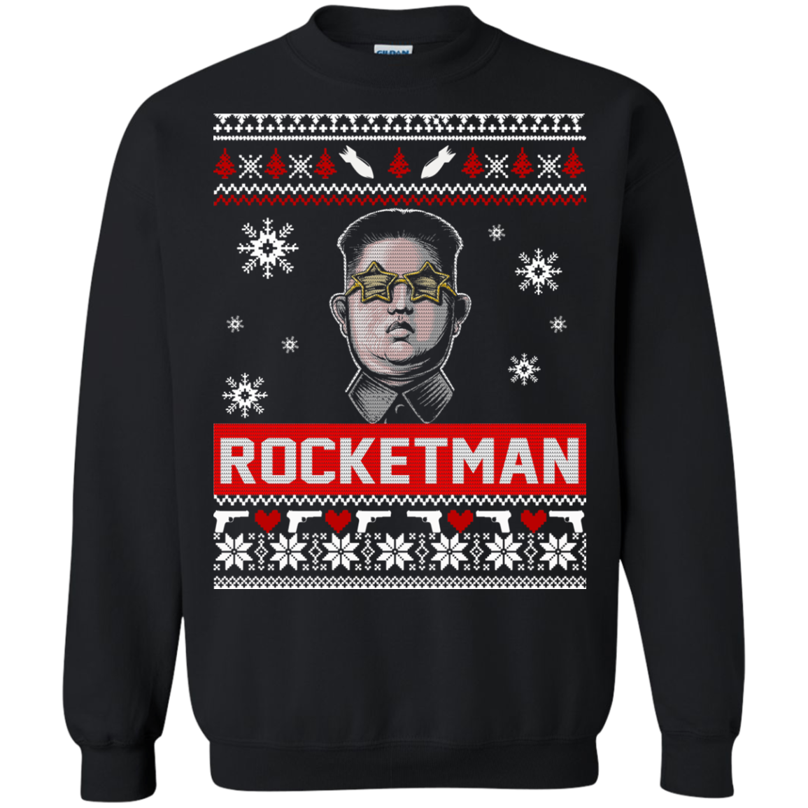 Kim Jong Un Rocketman Christmas Ugly Sweater - TeeDragons