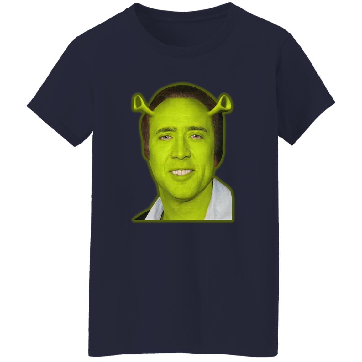 Shrek And Nicolas Cage Face Shirt