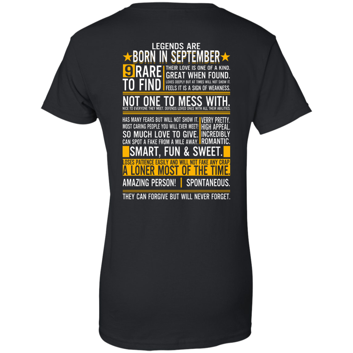 Legends Are Born In September - 9 Rare To Find Shirt - Back Design - TeeDragons