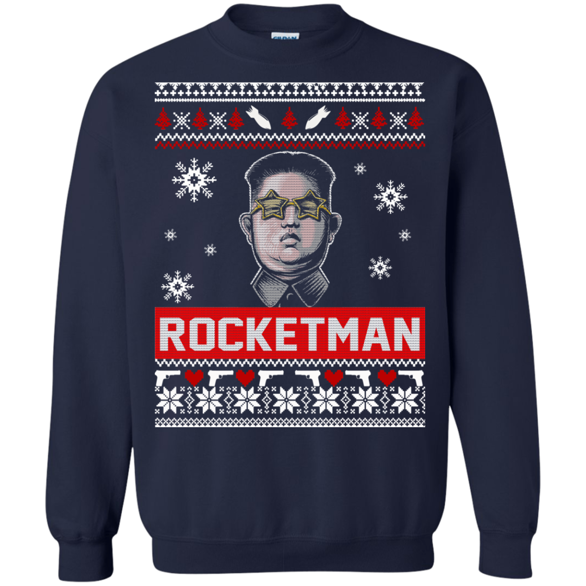 Kim Jong Un Rocketman Christmas Ugly Sweater - TeeDragons