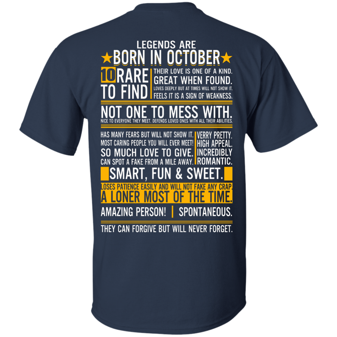 Legends Are Born In October - 10 Rare To Find Shirt - Back Design - TeeDragons