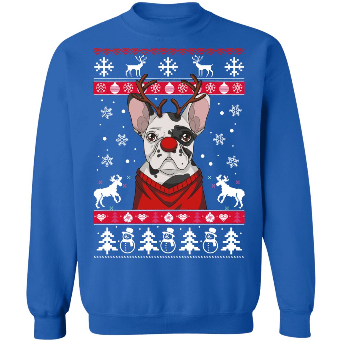 Bulldog With Antlers Christmas Sweater