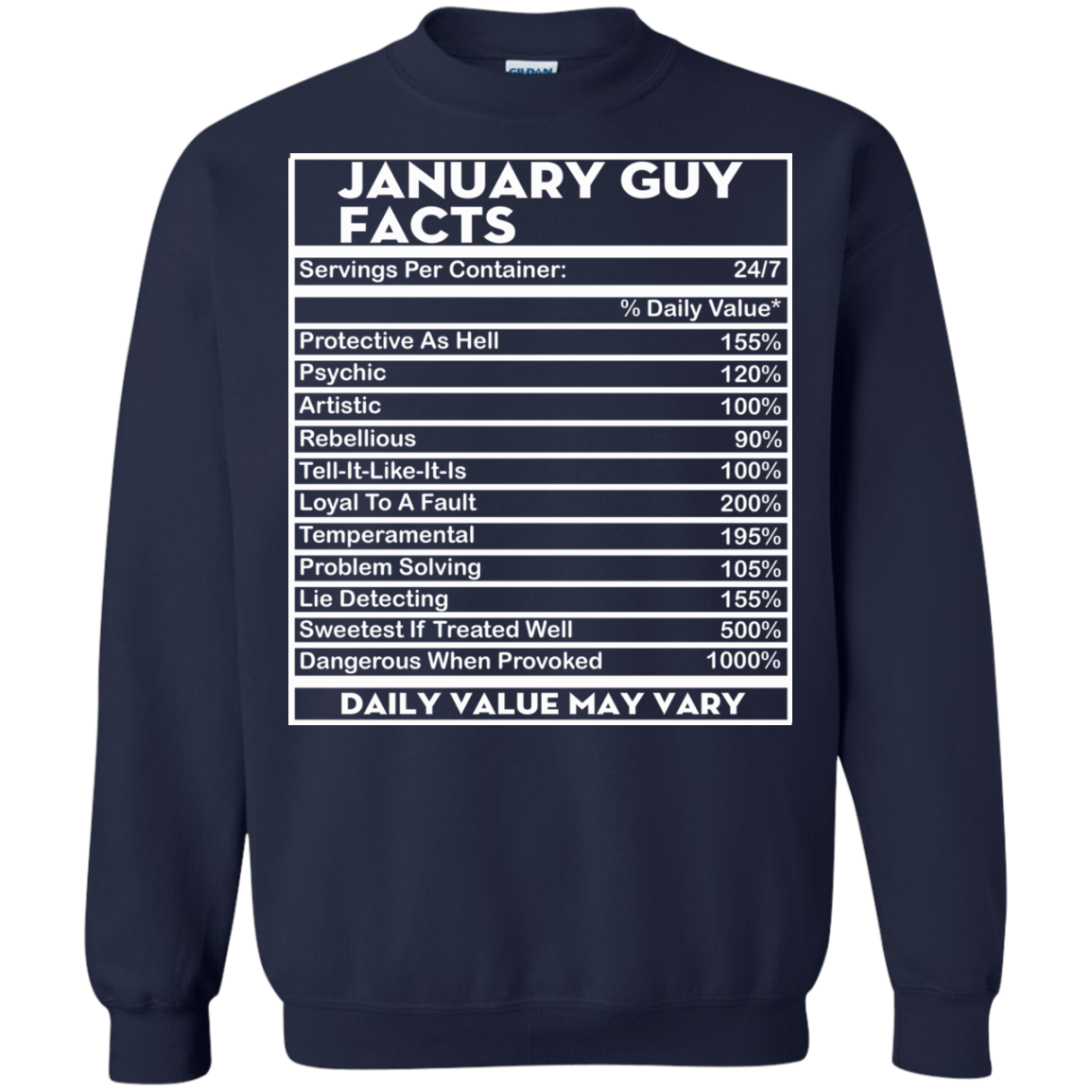 January Guy Facts - Servings Per Container 24/7 Shirt, Hoodie - TeeDragons