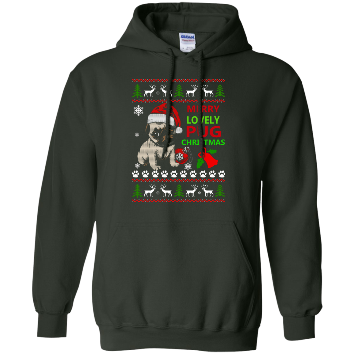 Merry Lovely Pug Christmas Sweater. Hoodie - TeeDragons