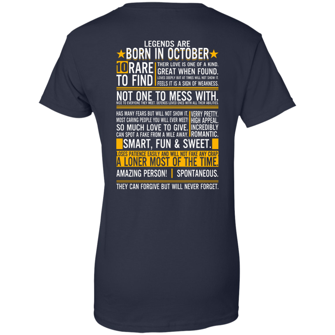 Legends Are Born In October - 10 Rare To Find Shirt - Back Design - TeeDragons