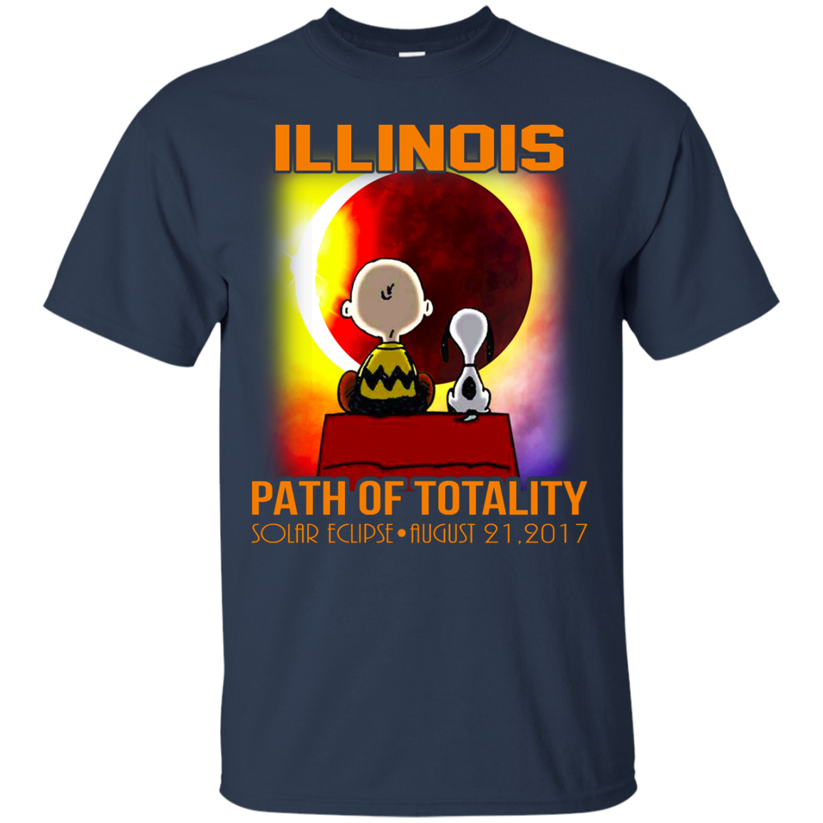 Snoopy and Charlie Brown - Illinois - Path Of Totality Solar Eclipse T-Shirt - TeeDragons