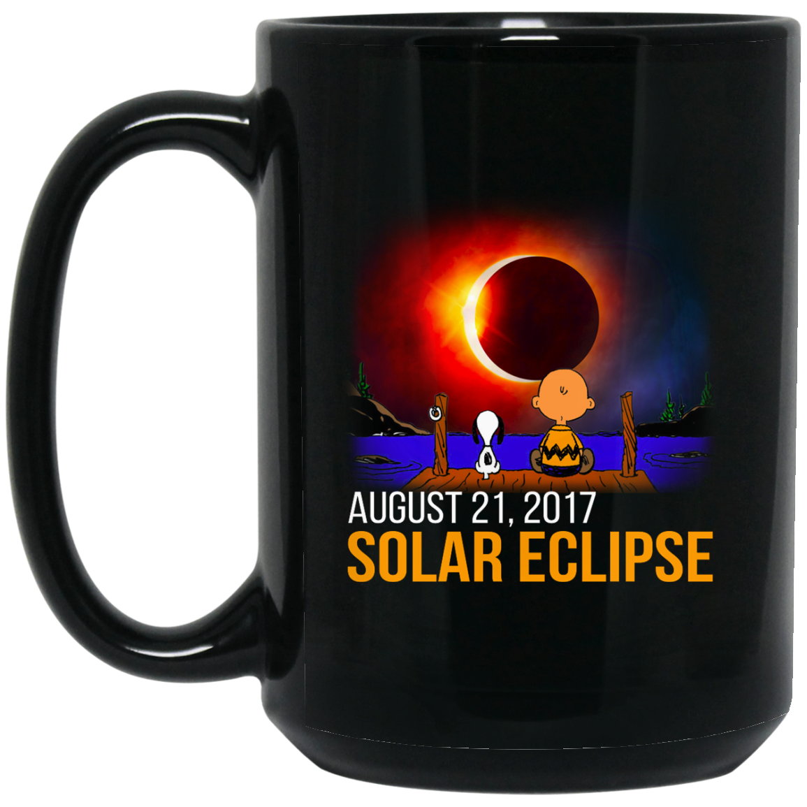 Snoopy and Charlie Brown - Solar Eclipse August 21, 2017 Mugs - TeeDragons