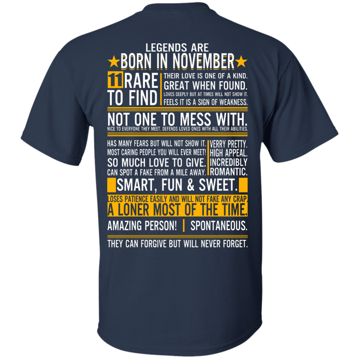 Legends Are Born In November - 11 Rare to Find Shirt - Back Design - TeeDragons