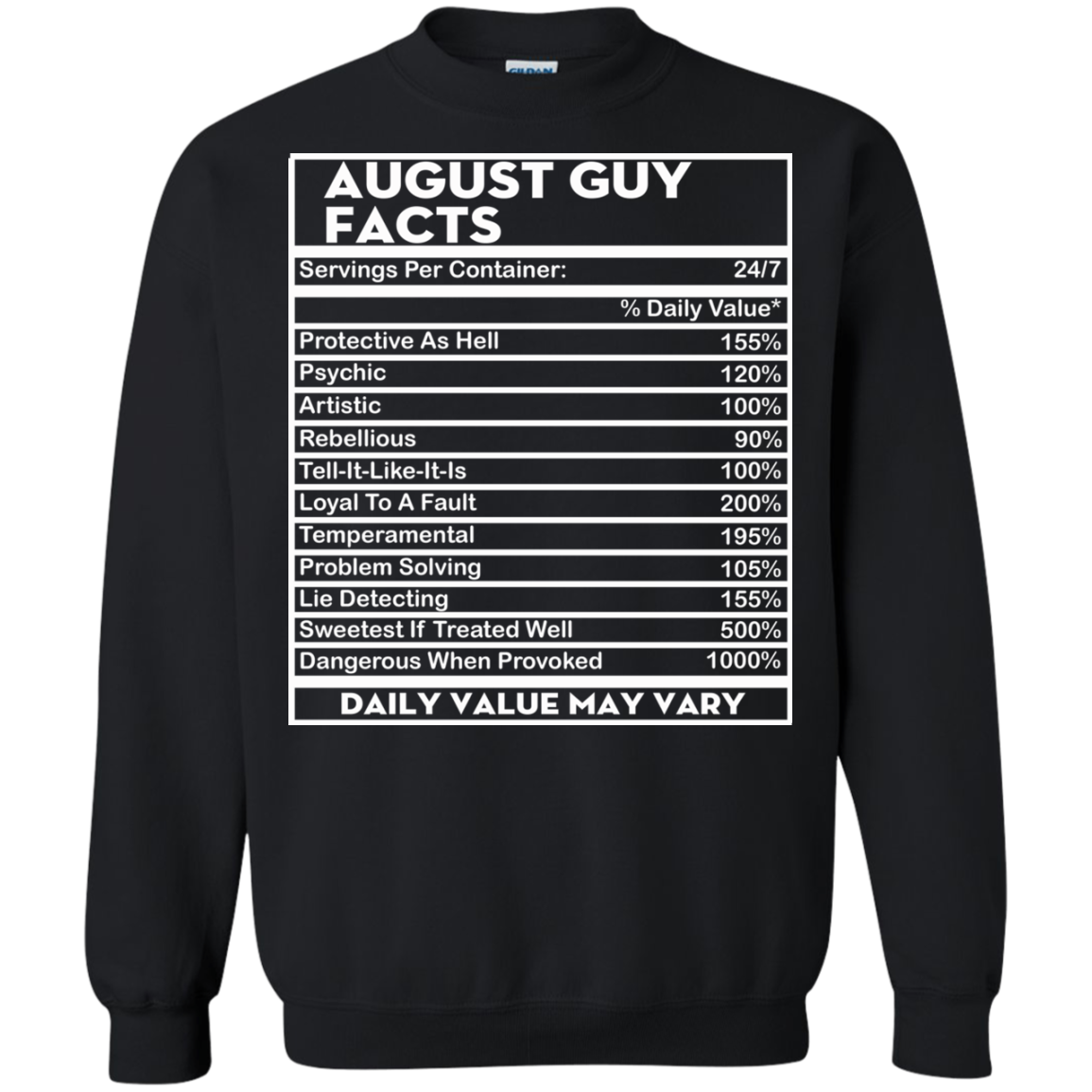 August Guy Facts - Servings Per Container 24/7 Shirt, Hoodie - TeeDragons