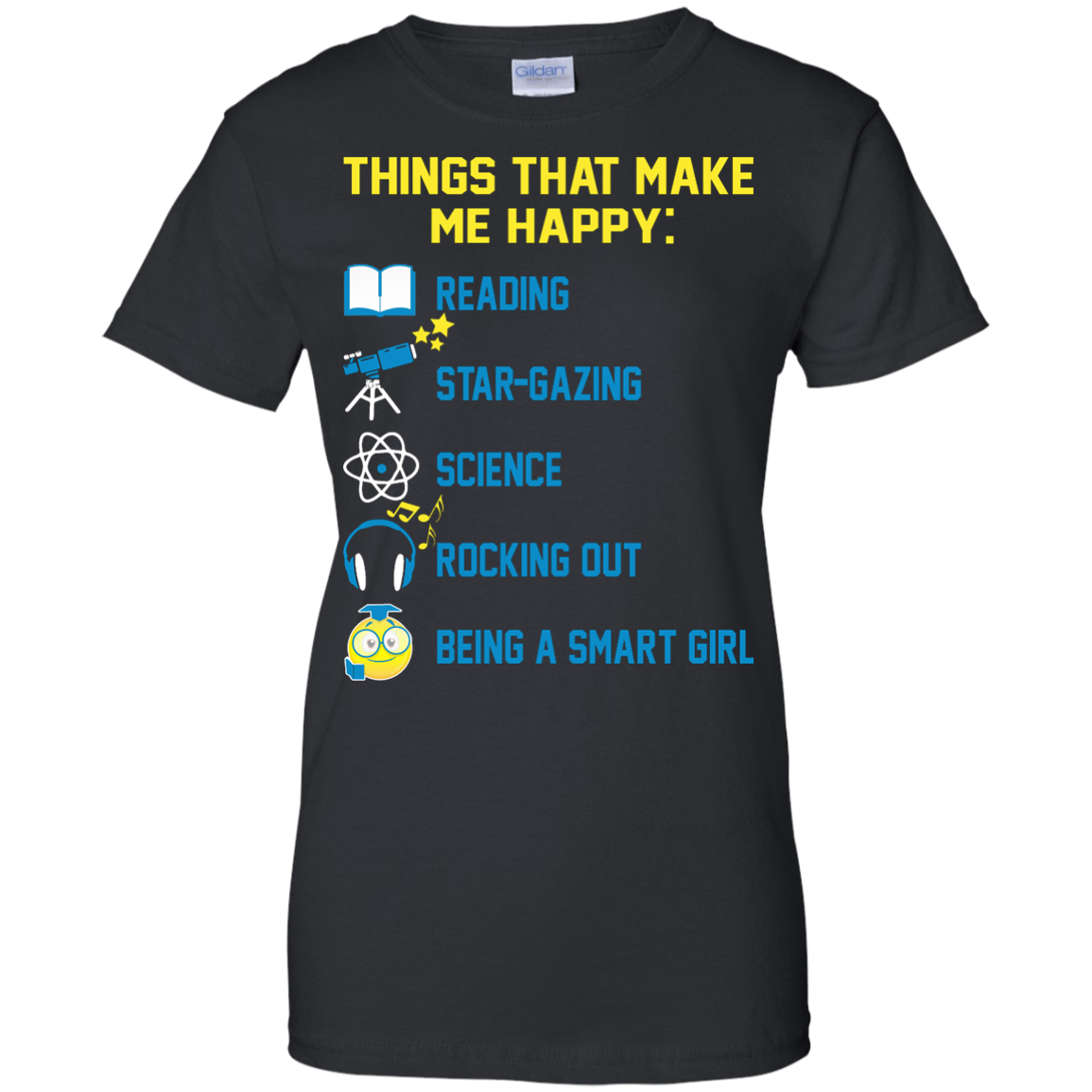 Things That Make Me Happy: Reading, Star-Gazing, Science, Rocking Out Shirt, Hoodie - TeeDragons