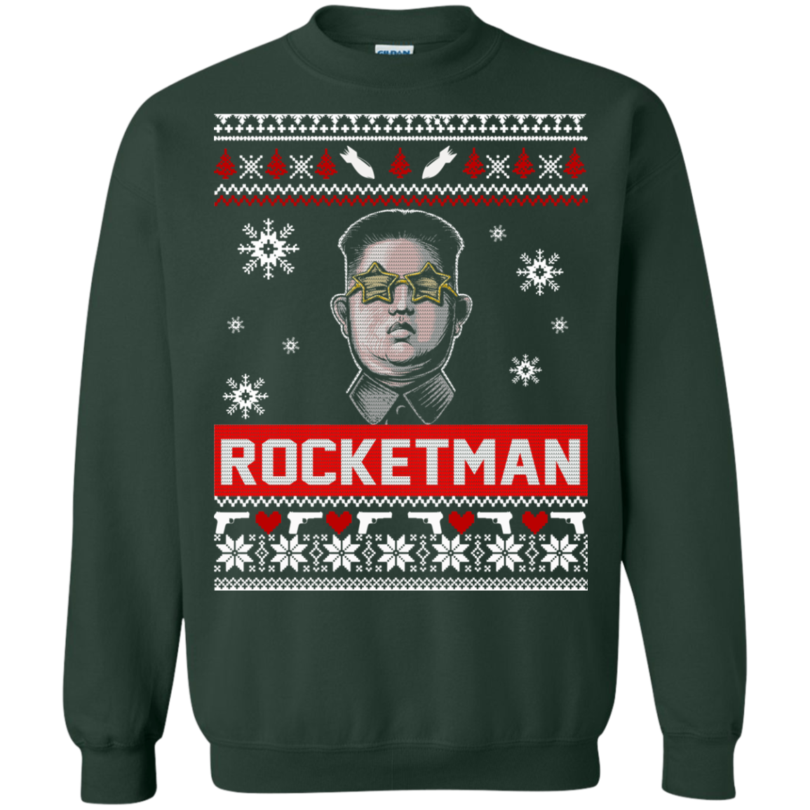 Kim Jong Un Rocketman Christmas Ugly Sweater - TeeDragons
