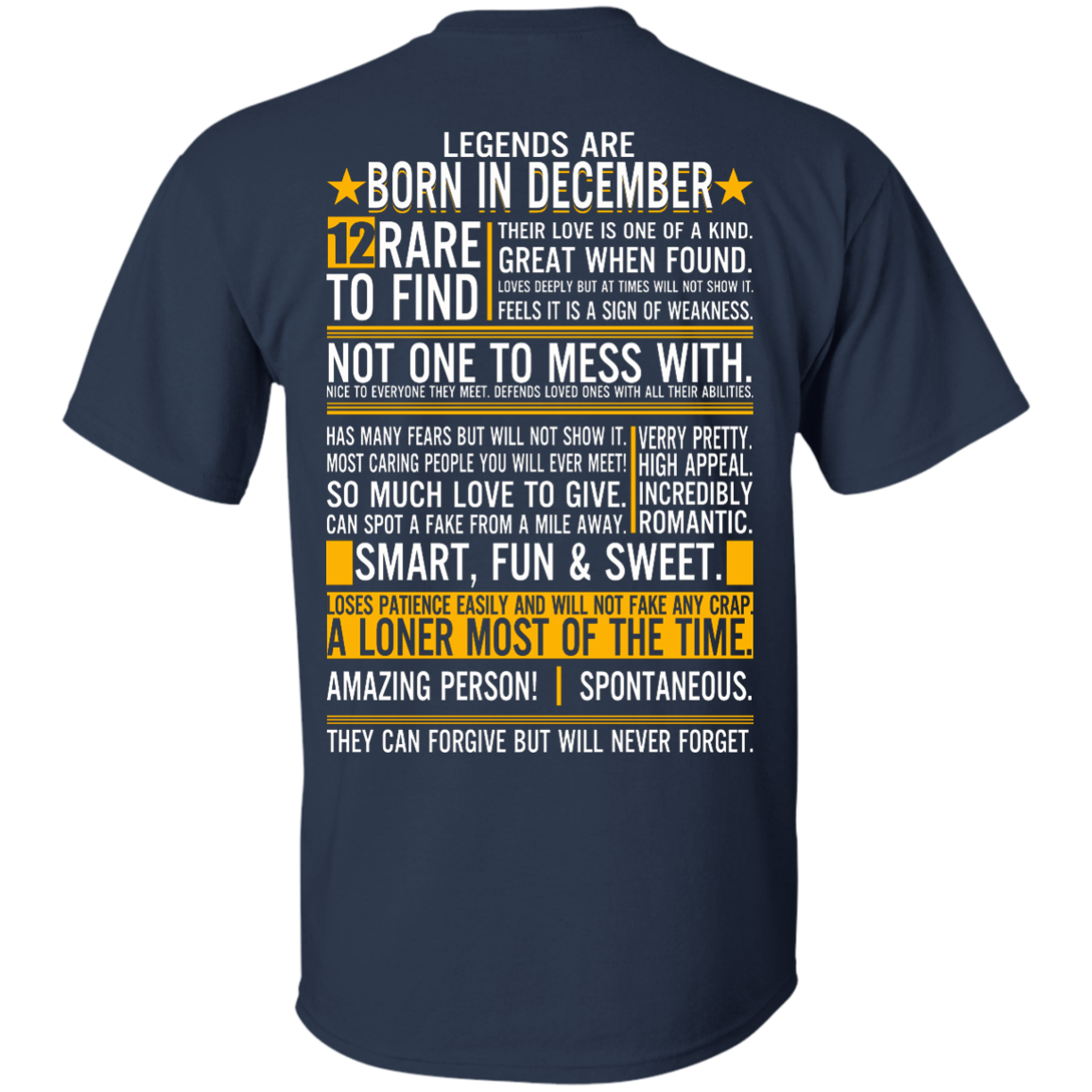 Legends Are Born In December - 12 Rare To Find Shirt - Back Design - TeeDragons