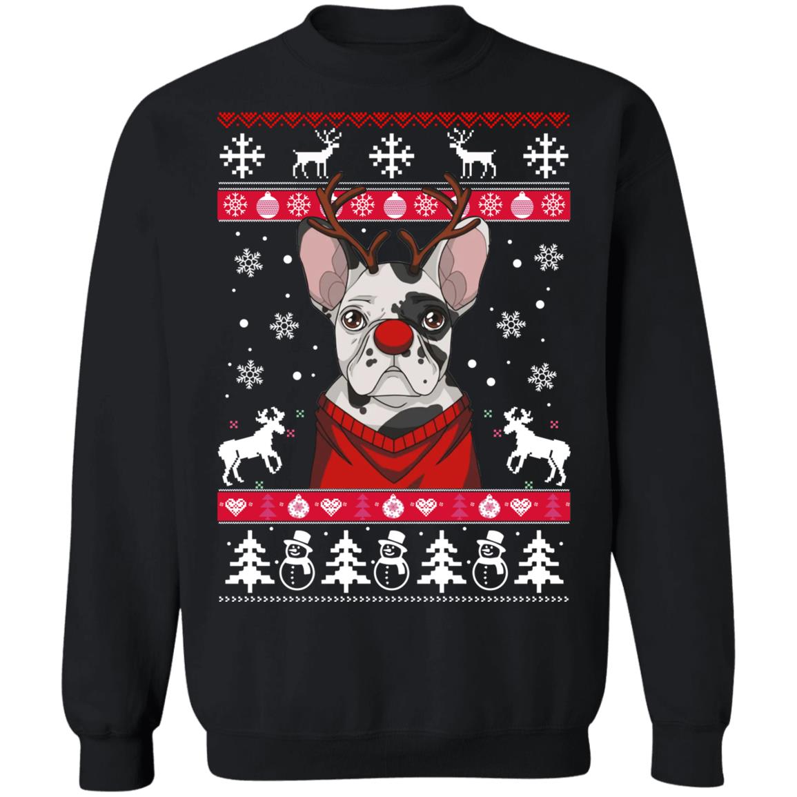 Bulldog With Antlers Christmas Sweater