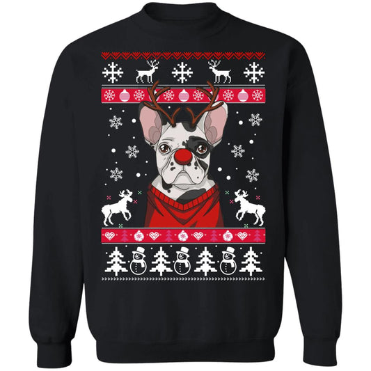 Bulldog With Antlers Christmas Sweater