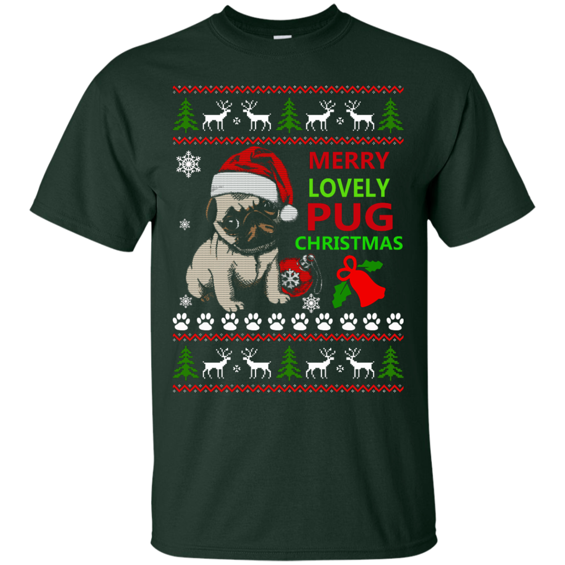 Merry Lovely Pug Christmas Sweater. Hoodie - TeeDragons