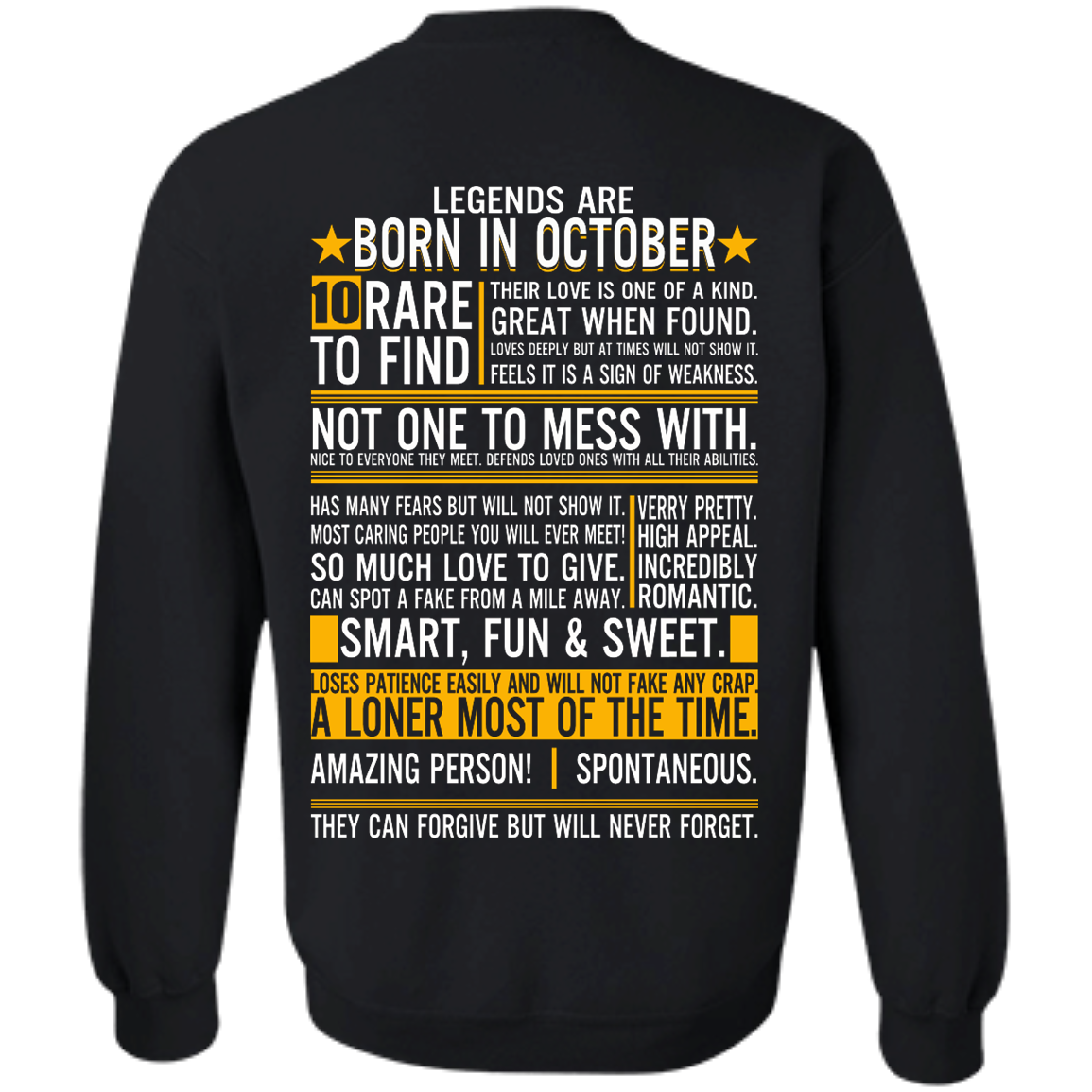 Legends Are Born In October - 10 Rare To Find Shirt - Back Design - TeeDragons