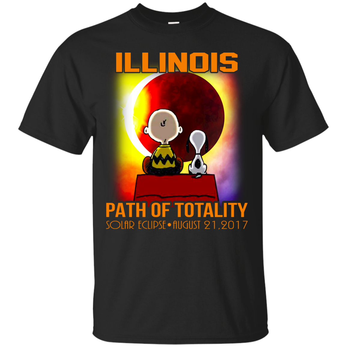 Snoopy and Charlie Brown - Illinois - Path Of Totality Solar Eclipse T-Shirt - TeeDragons