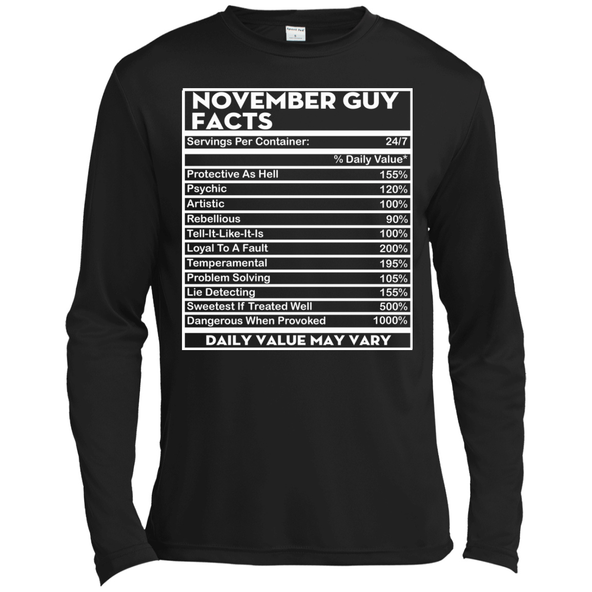 November Guy Facts - Servings Per Container 24/7 Shirt, Hoodie - TeeDragons