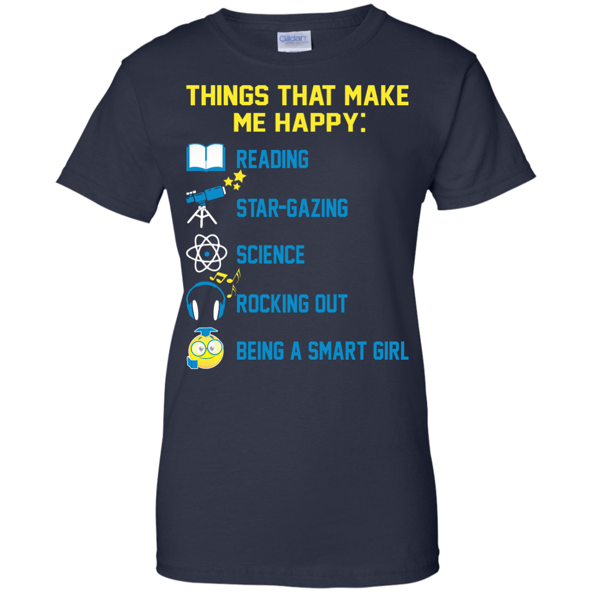 Things That Make Me Happy: Reading, Star-Gazing, Science, Rocking Out Shirt, Hoodie - TeeDragons