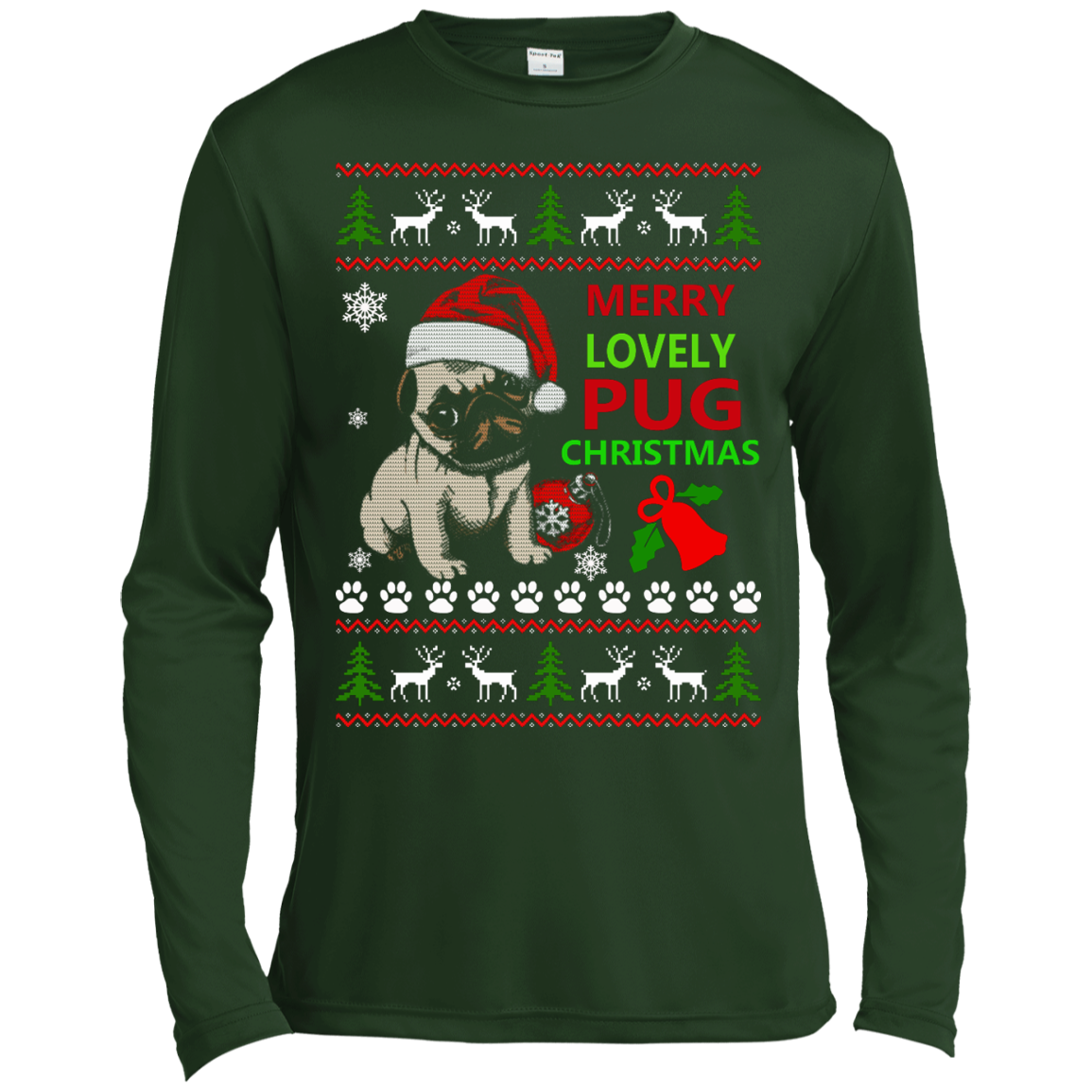 Merry Lovely Pug Christmas Sweater. Hoodie - TeeDragons