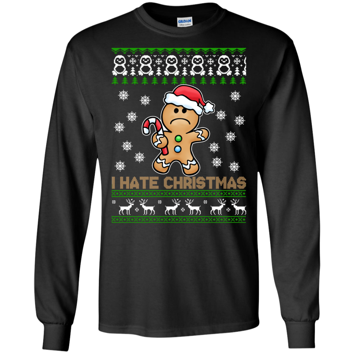 Gingerbread Man - I Hate Christmas Sweater - TeeDragons
