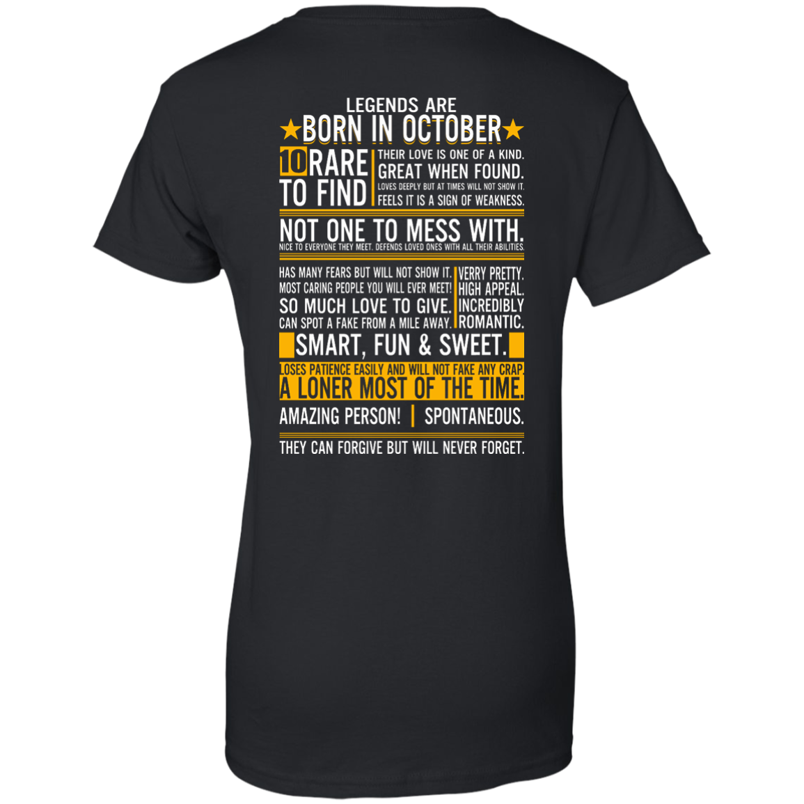 Legends Are Born In October - 10 Rare To Find Shirt - Back Design - TeeDragons