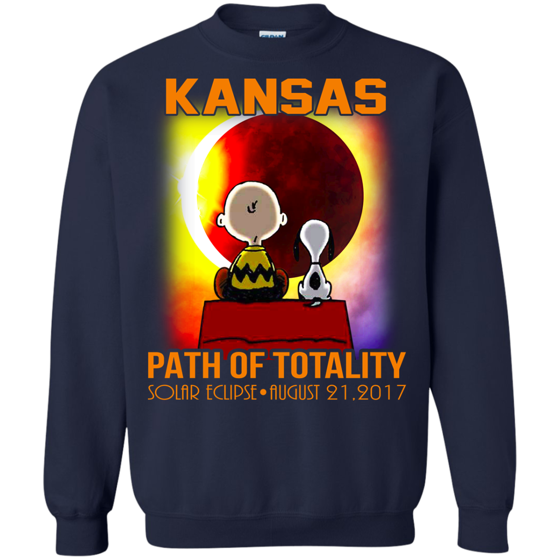 Snoopy and Charlie Brown - Kansas - Path Of Totality Solar Eclipse T-Shirt - TeeDragons