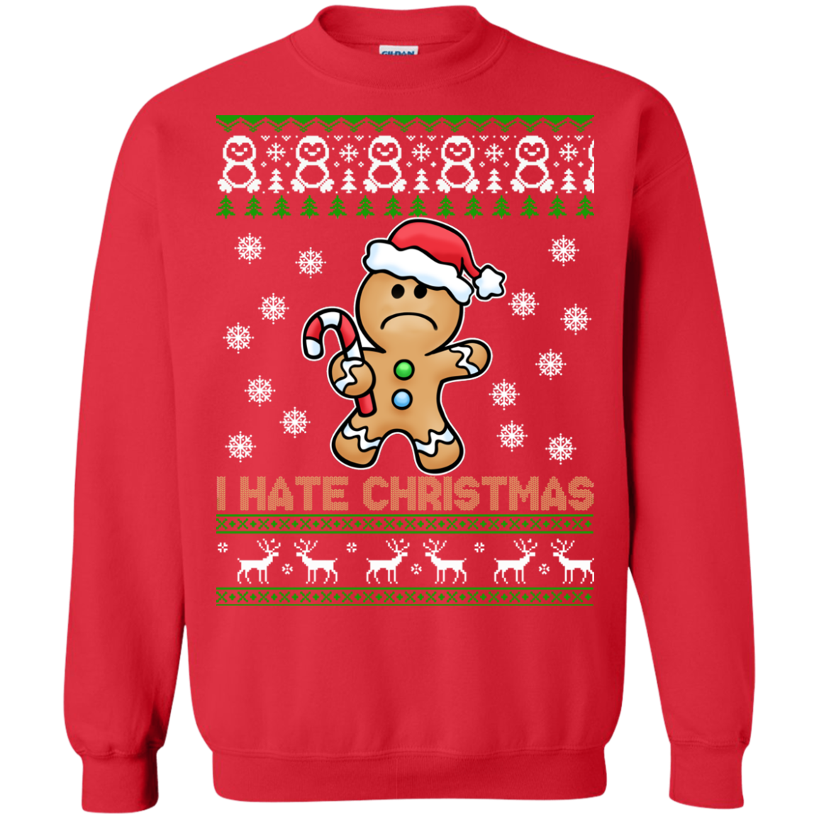 Gingerbread Man - I Hate Christmas Sweater - TeeDragons