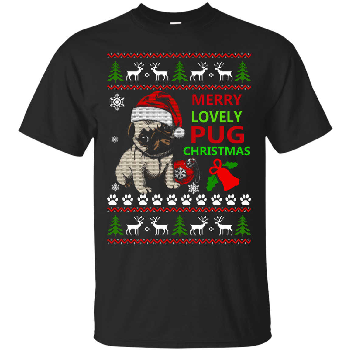 Merry Lovely Pug Christmas Sweater. Hoodie - TeeDragons