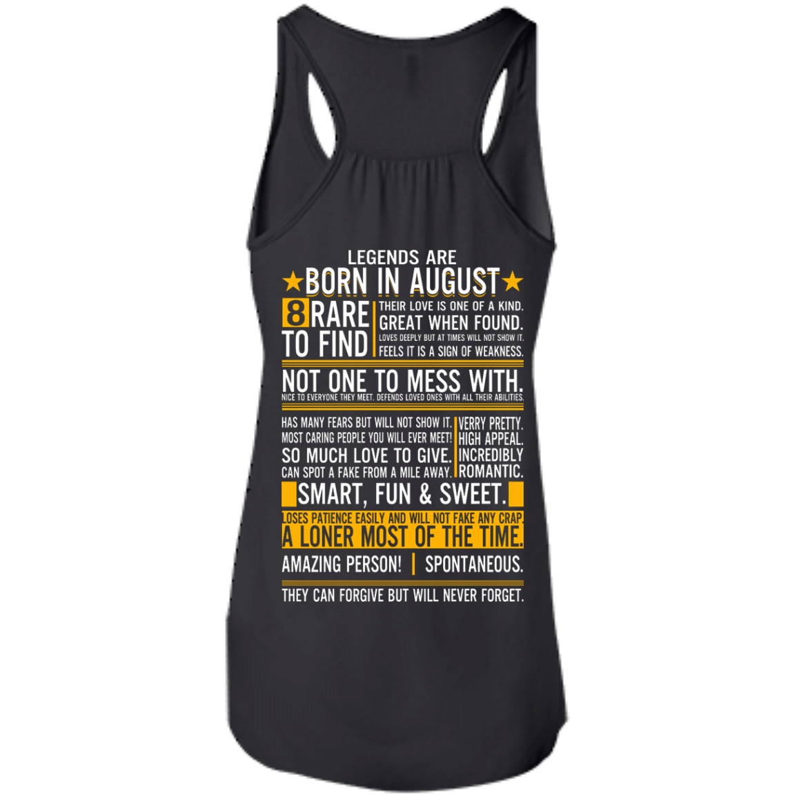 Legends Are Born In August - 8 Rare To Find Shirt - Back Design - TeeDragons