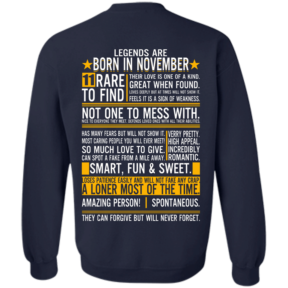 Legends Are Born In November - 11 Rare to Find Shirt - Back Design - TeeDragons