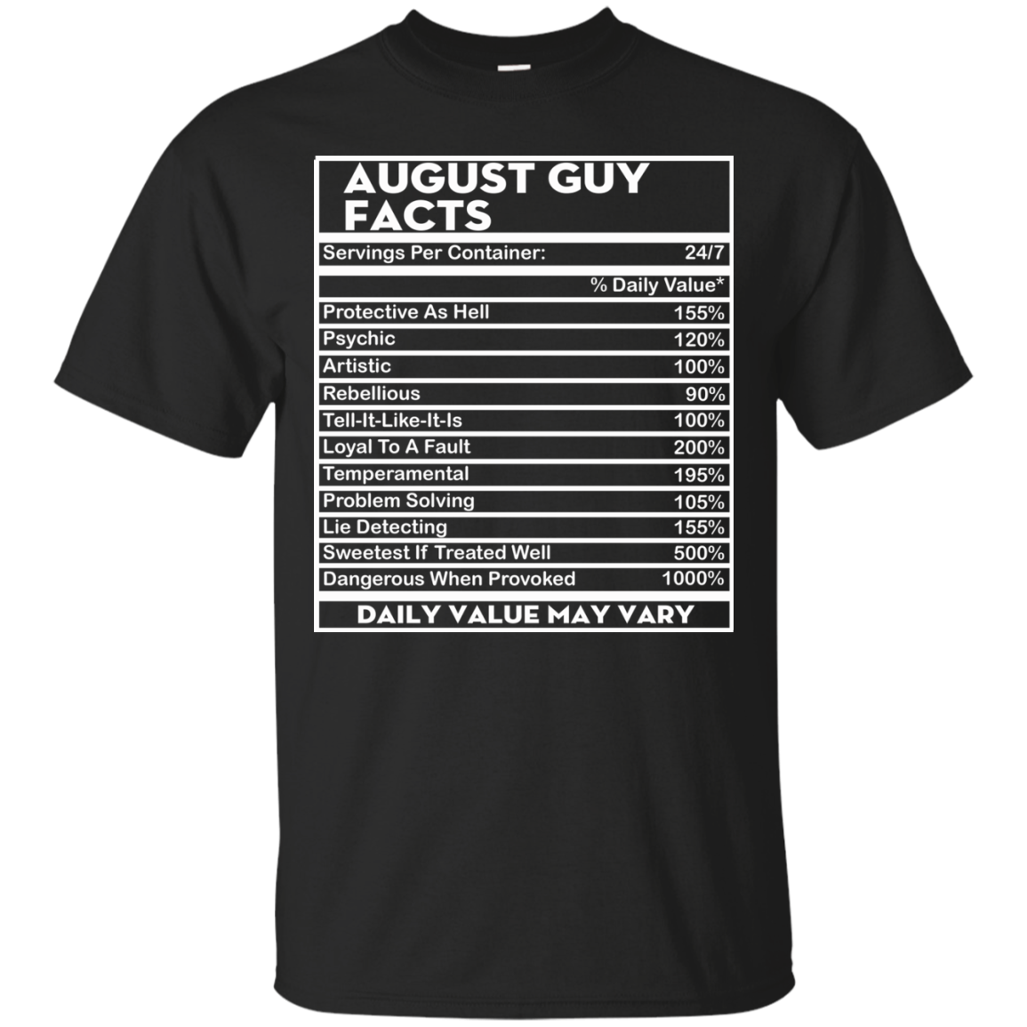 August Guy Facts - Servings Per Container 24/7 Shirt, Hoodie - TeeDragons