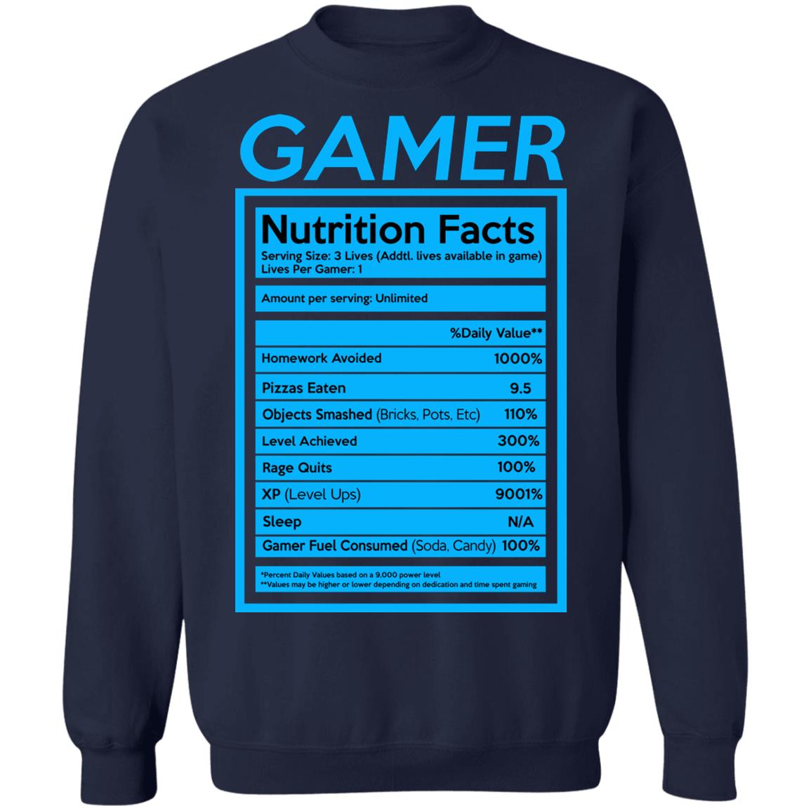 Gamer Nutrition Facts Shirt