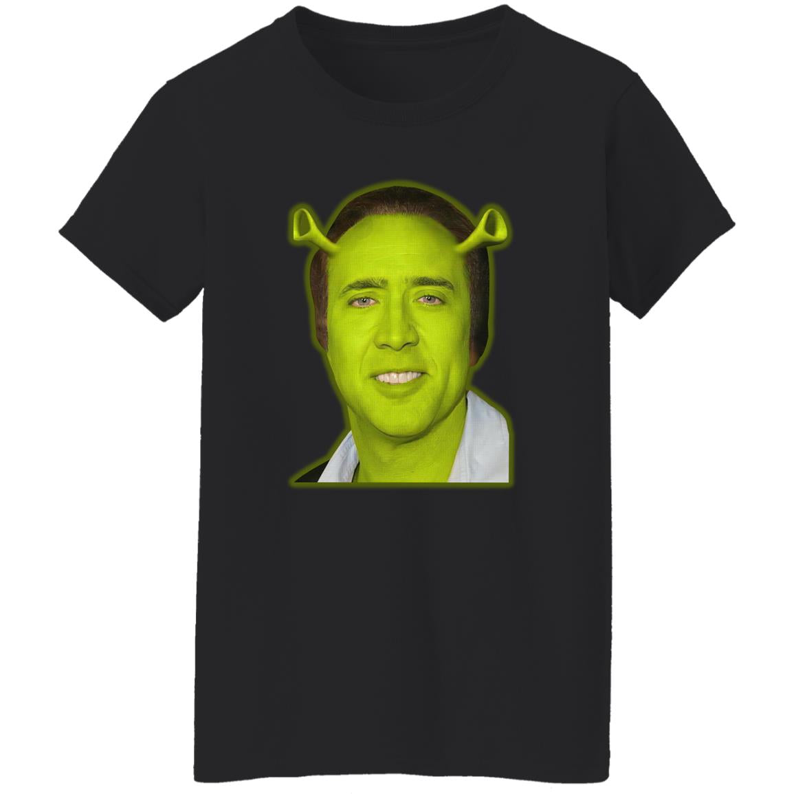 Shrek And Nicolas Cage Face Shirt