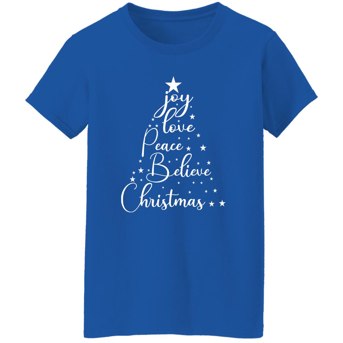 Joy Love Peace Believe Christmas Shirt