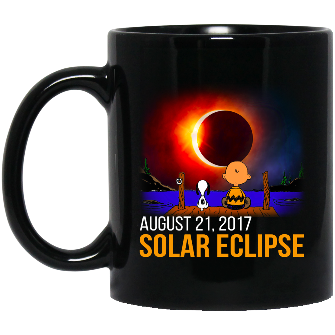 Snoopy and Charlie Brown - Solar Eclipse August 21, 2017 Mugs - TeeDragons
