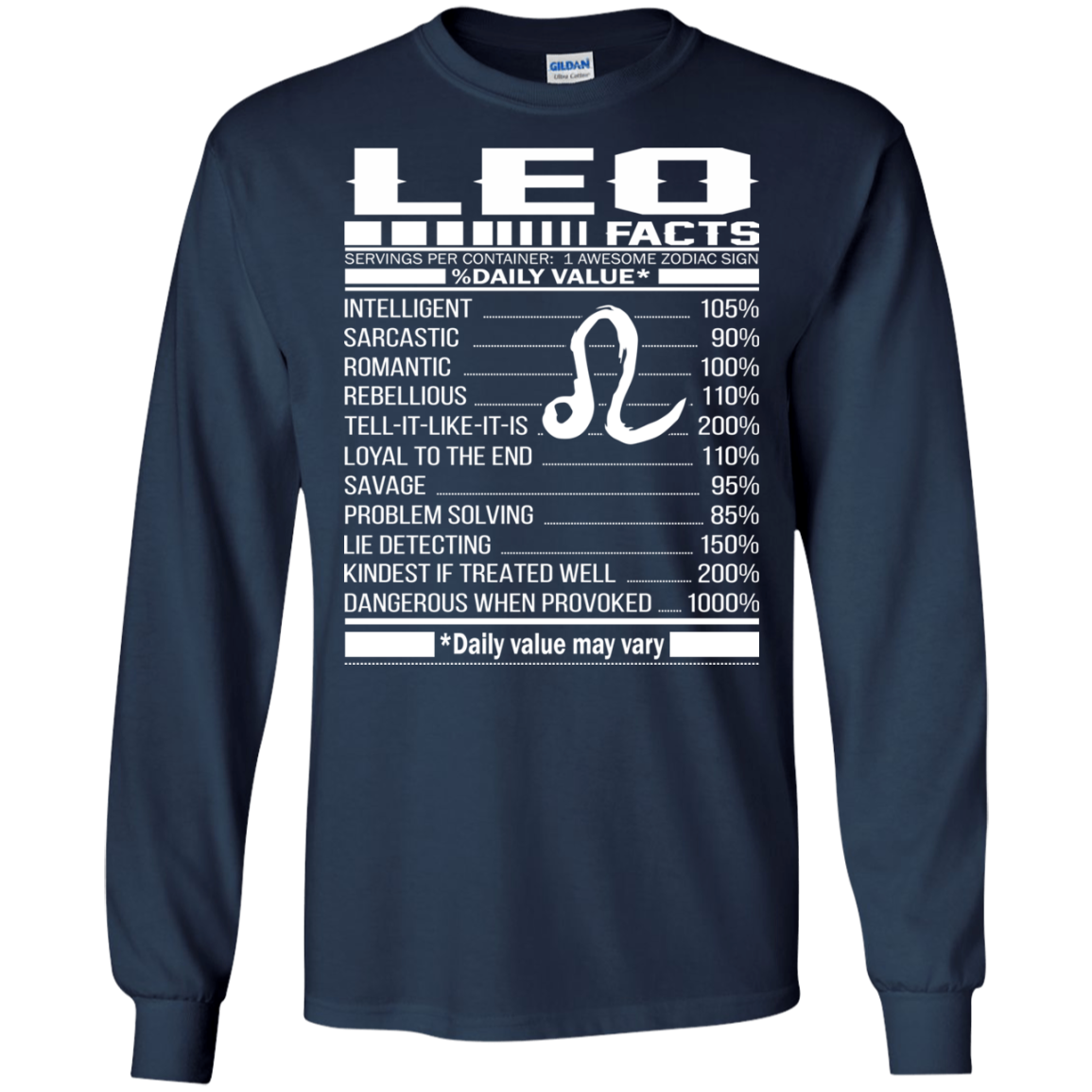 Leo Facts - Awesome Zodiac Sign - %Daily Value Shirt, Hoodie, Tank - TeeDragons