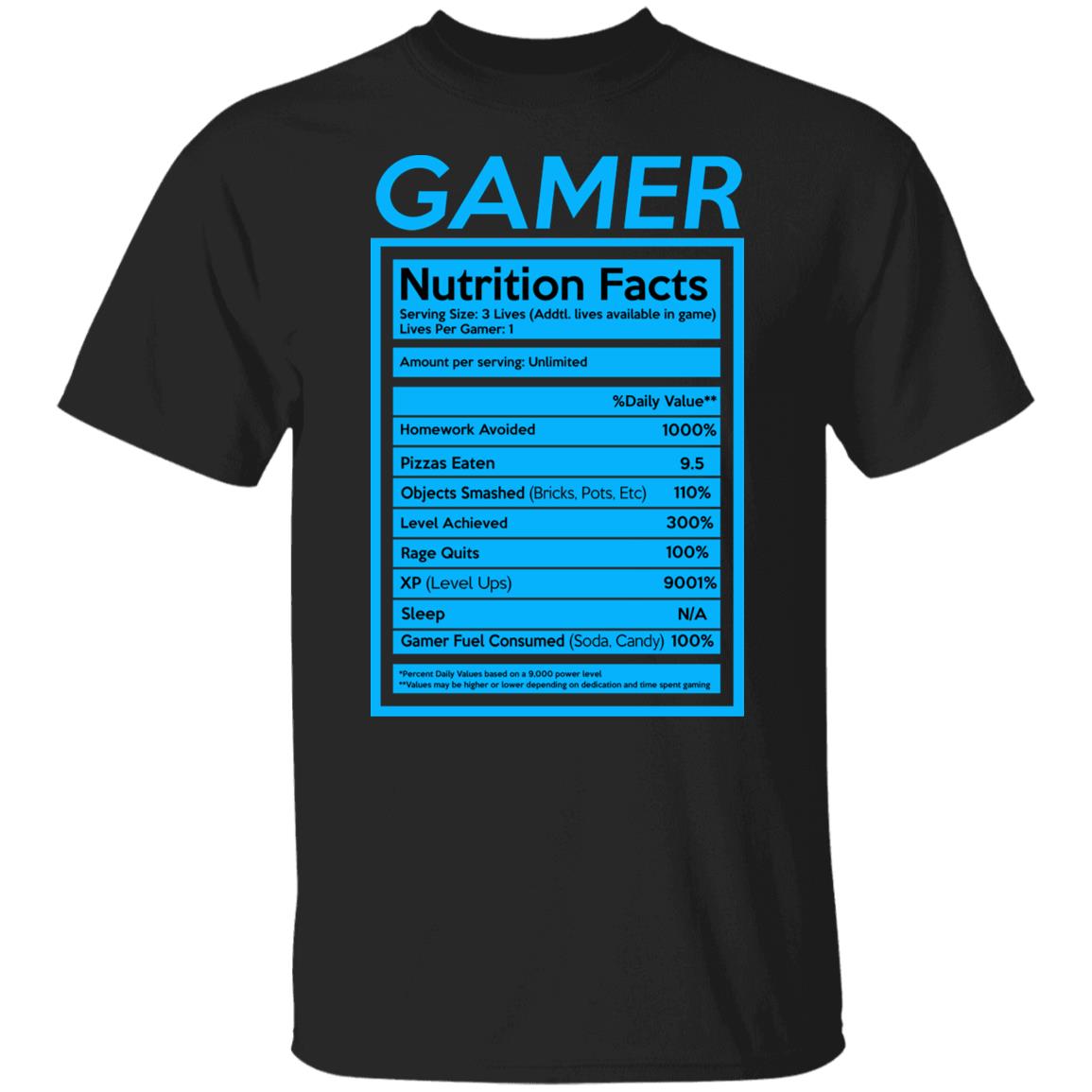 Gamer Nutrition Facts Shirt