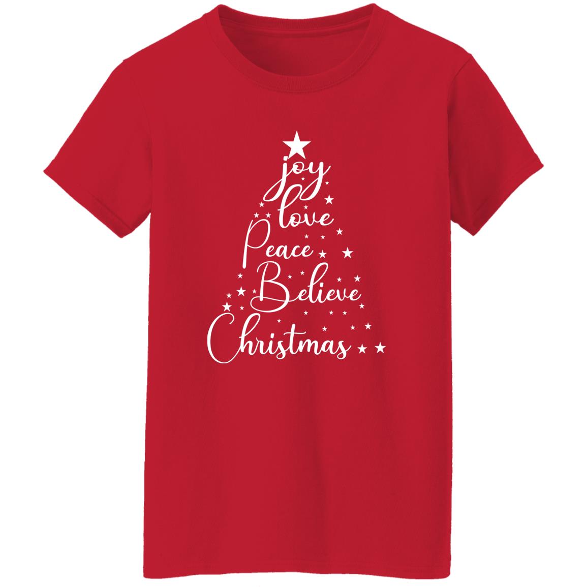Joy Love Peace Believe Christmas Shirt