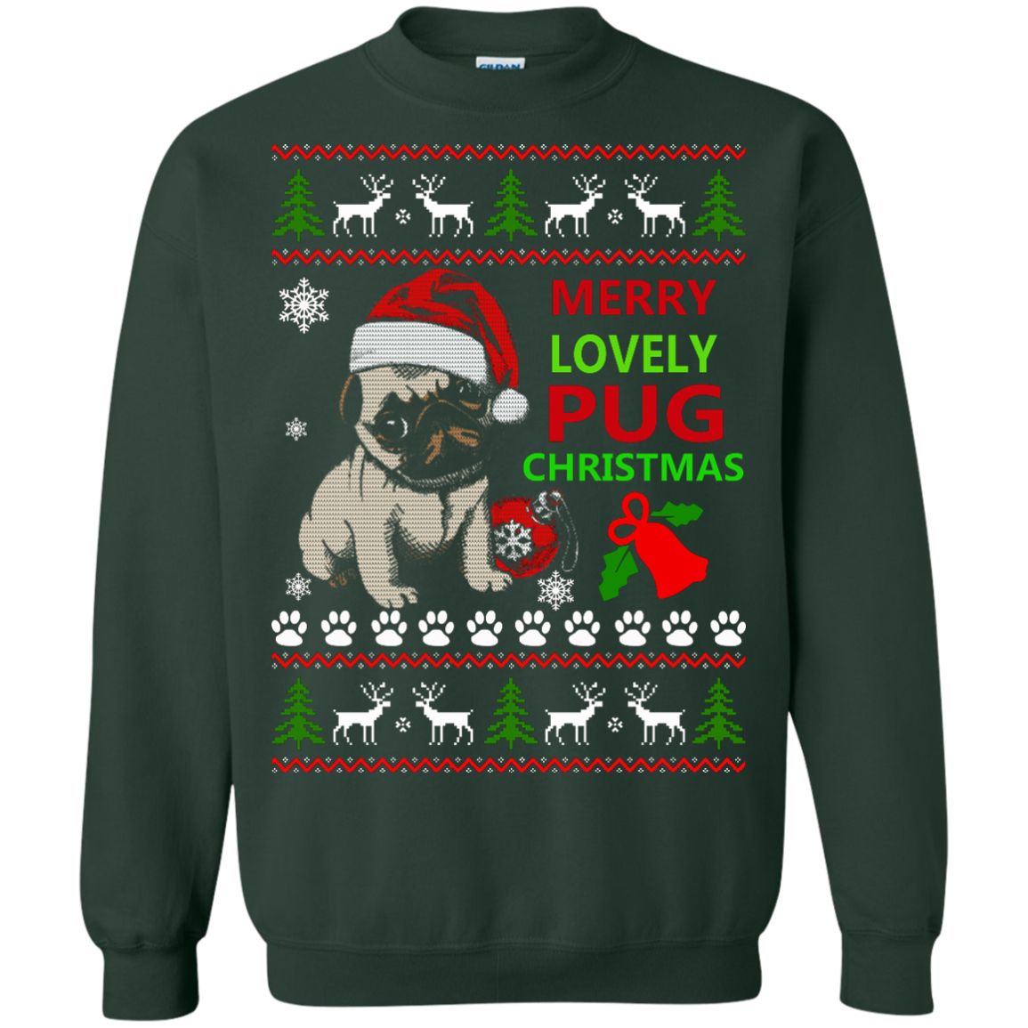Merry Lovely Pug Christmas Sweater. Hoodie - TeeDragons