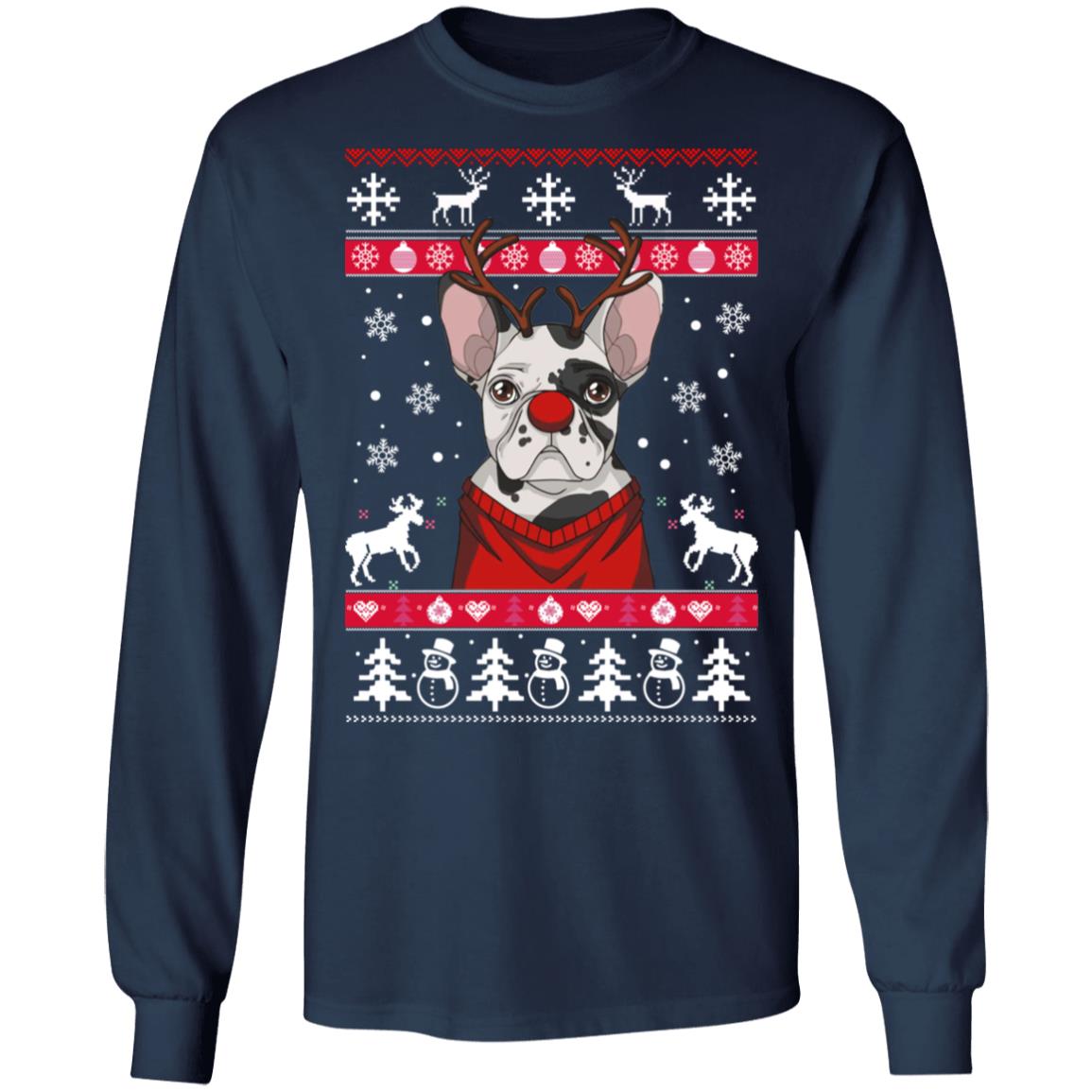 Bulldog With Antlers Christmas Sweater