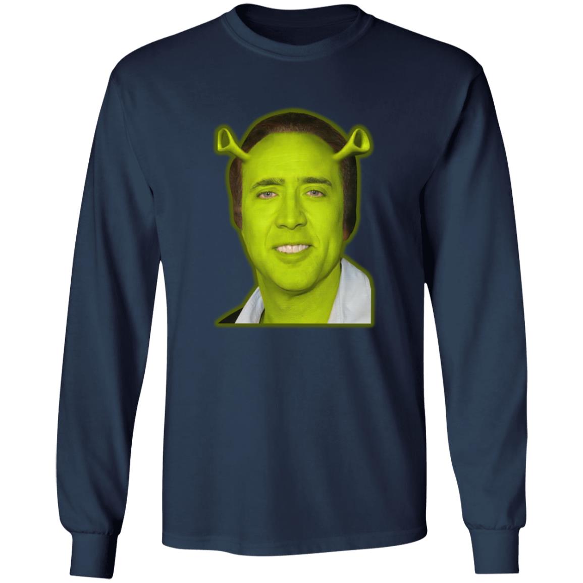 Shrek And Nicolas Cage Face Shirt