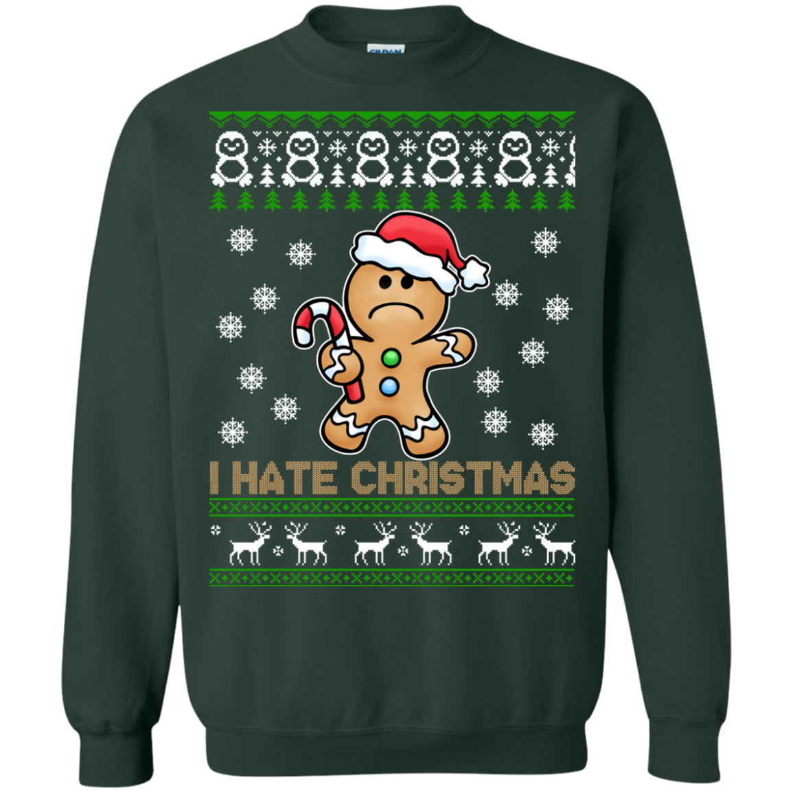 Gingerbread Man - I Hate Christmas Sweater - TeeDragons