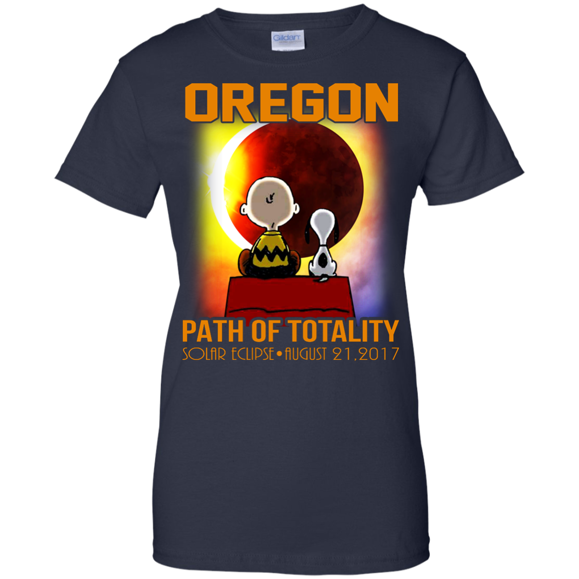 Snoopy and Charlie Brown - Oregon - Path Of Totality Solar Eclipse T-Shirt - TeeDragons