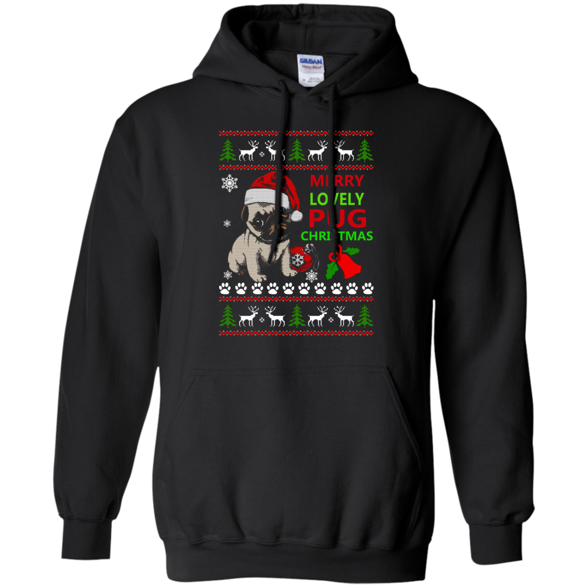 Merry Lovely Pug Christmas Sweater. Hoodie - TeeDragons
