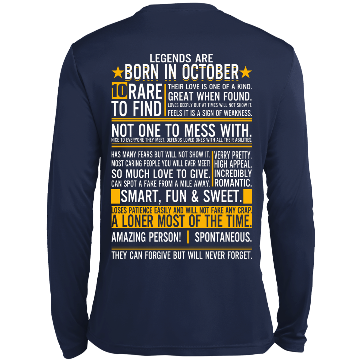 Legends Are Born In October - 10 Rare To Find Shirt - Back Design - TeeDragons