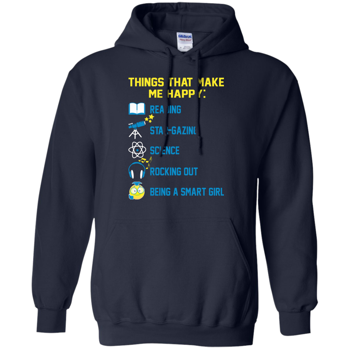 Things That Make Me Happy: Reading, Star-Gazing, Science, Rocking Out Shirt, Hoodie - TeeDragons